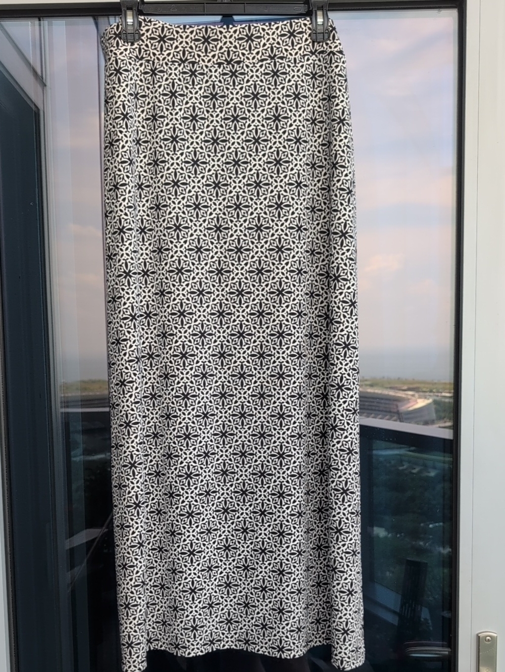 Talbots Black and White Geometric Maxi Skirt, Woman's 1X